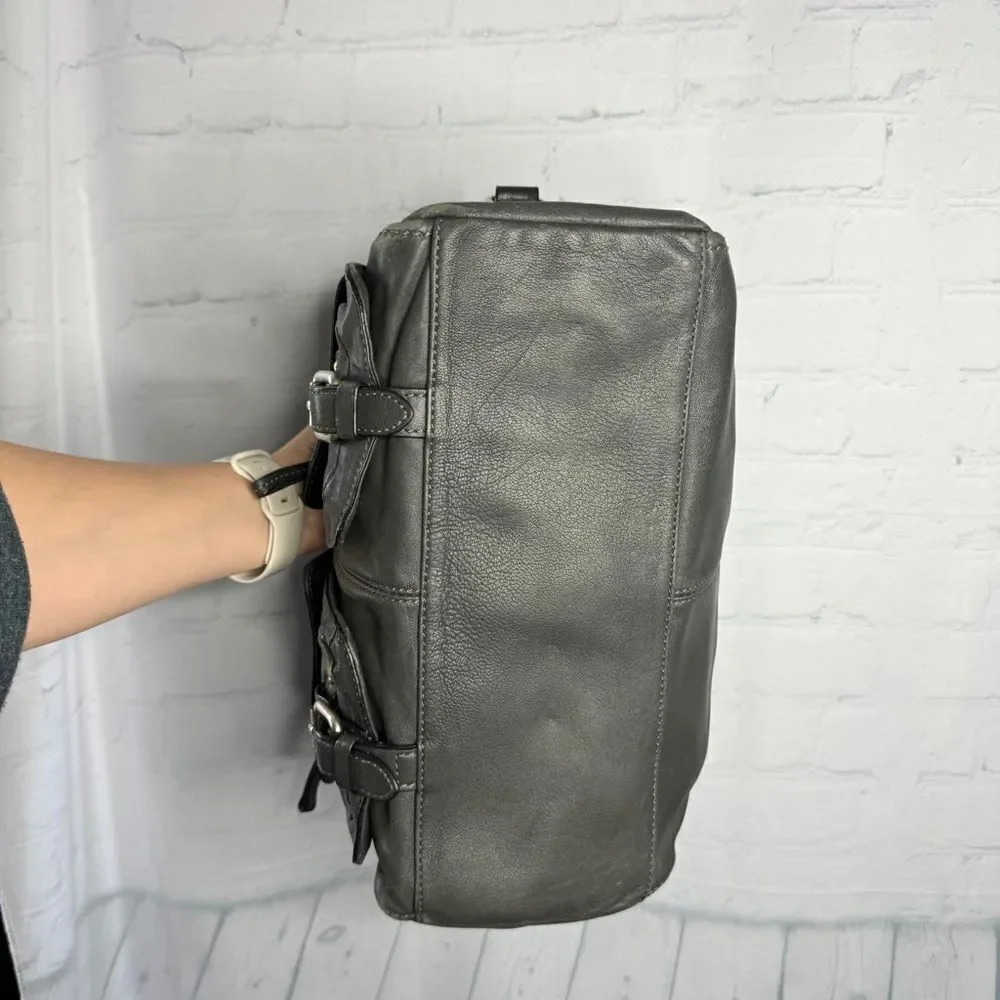 Banana Republic Charcoal Lambskin Leather Slouchy Satchel Hobo Quiet Luxury